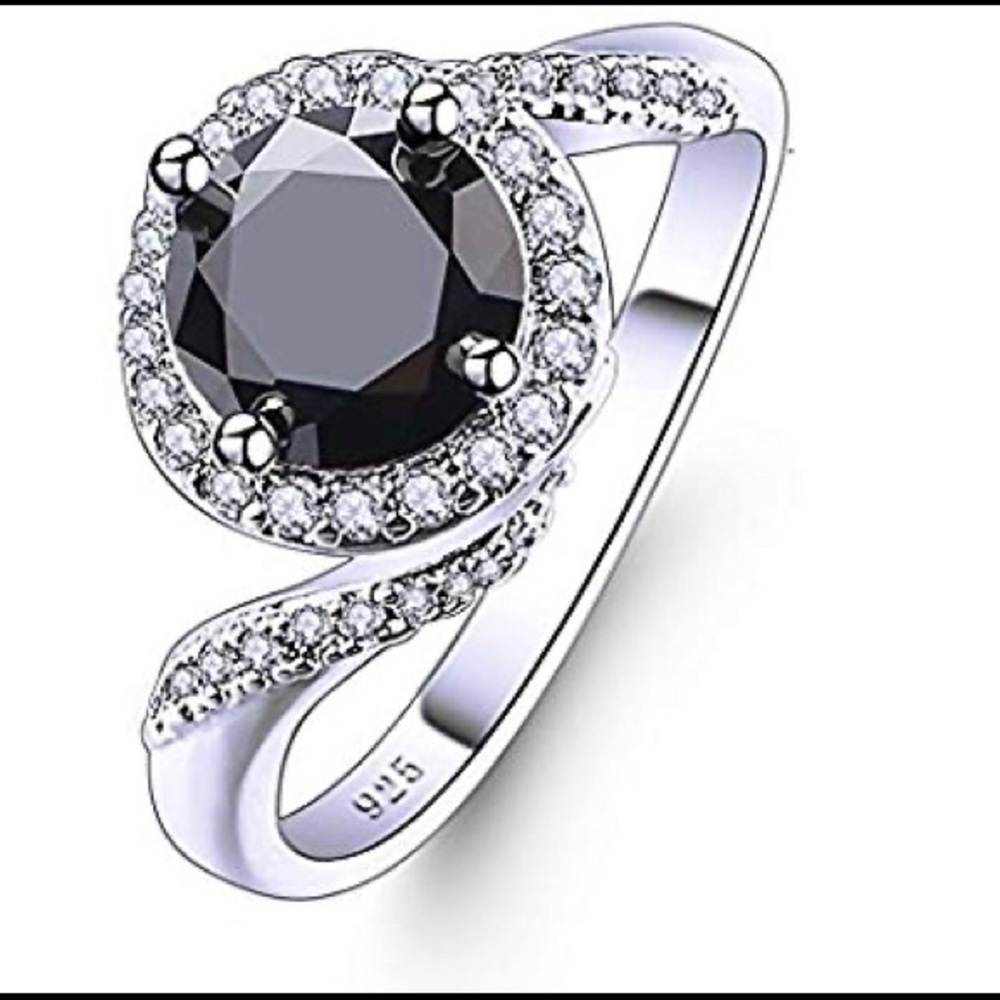 Black and blue Rhinestone Cocktail Ring